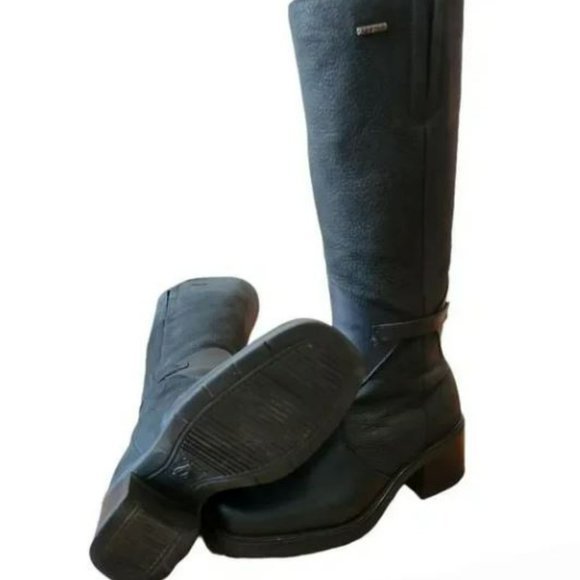 Anfibio Tall Knee-High Square Toe Leather Black Boots Size 8. - Picture 13 of 13